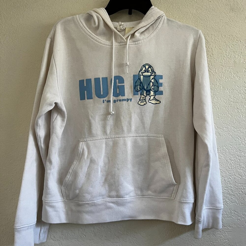 Vintage Disney Rare Grumpy White Hoodie Hug Me Graphic Pullover Size M